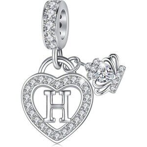Letter H Letter Charms Silver Heart Alphabet Initial Dangle Charms